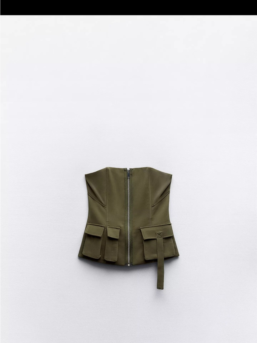 Zara Olive Green Strapless Utility Corset Top